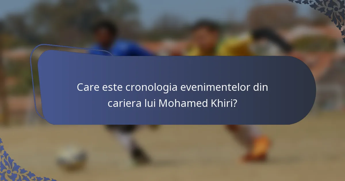 Care este cronologia evenimentelor din cariera lui Mohamed Khiri?