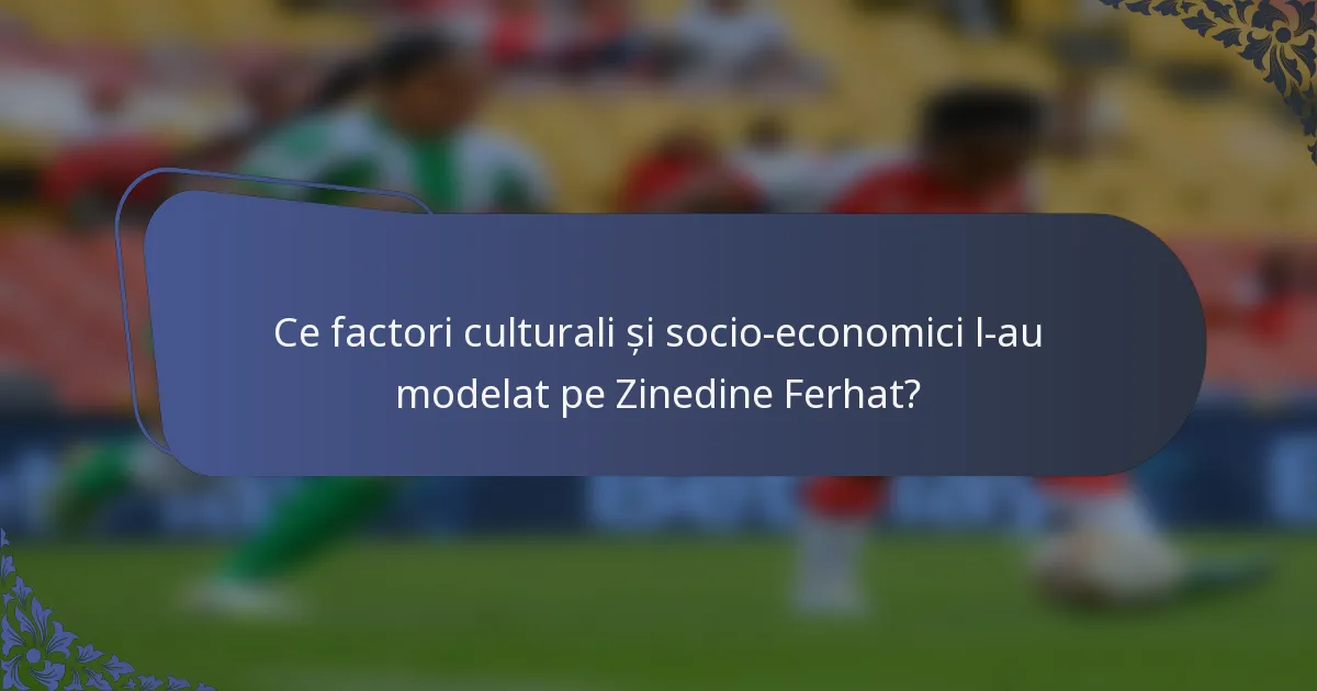 Ce factori culturali și socio-economici l-au modelat pe Zinedine Ferhat?