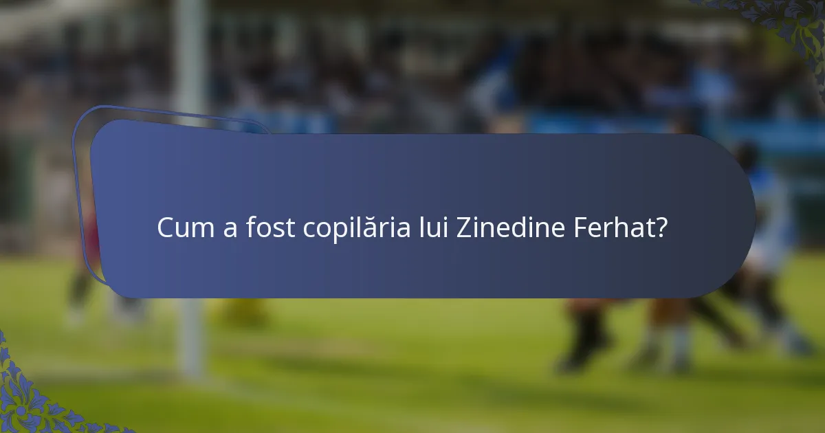 Cum a fost copilăria lui Zinedine Ferhat?